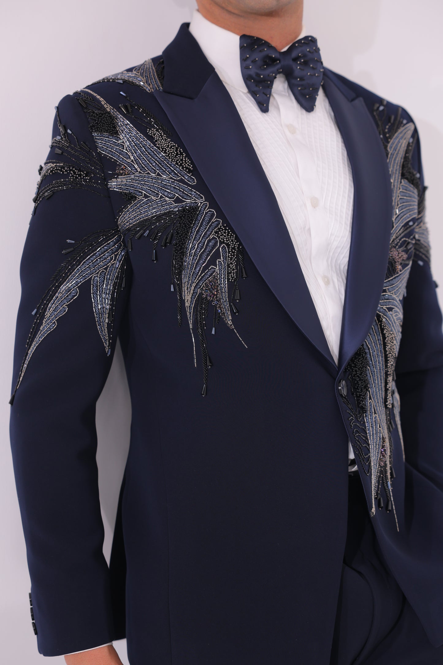 The Azure Wing Hand-Embroidered Evening Suit