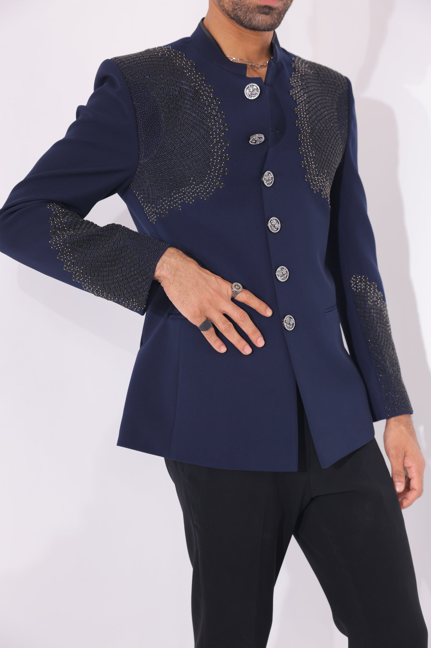 The Celestial Cobalt Embellished Bandgala