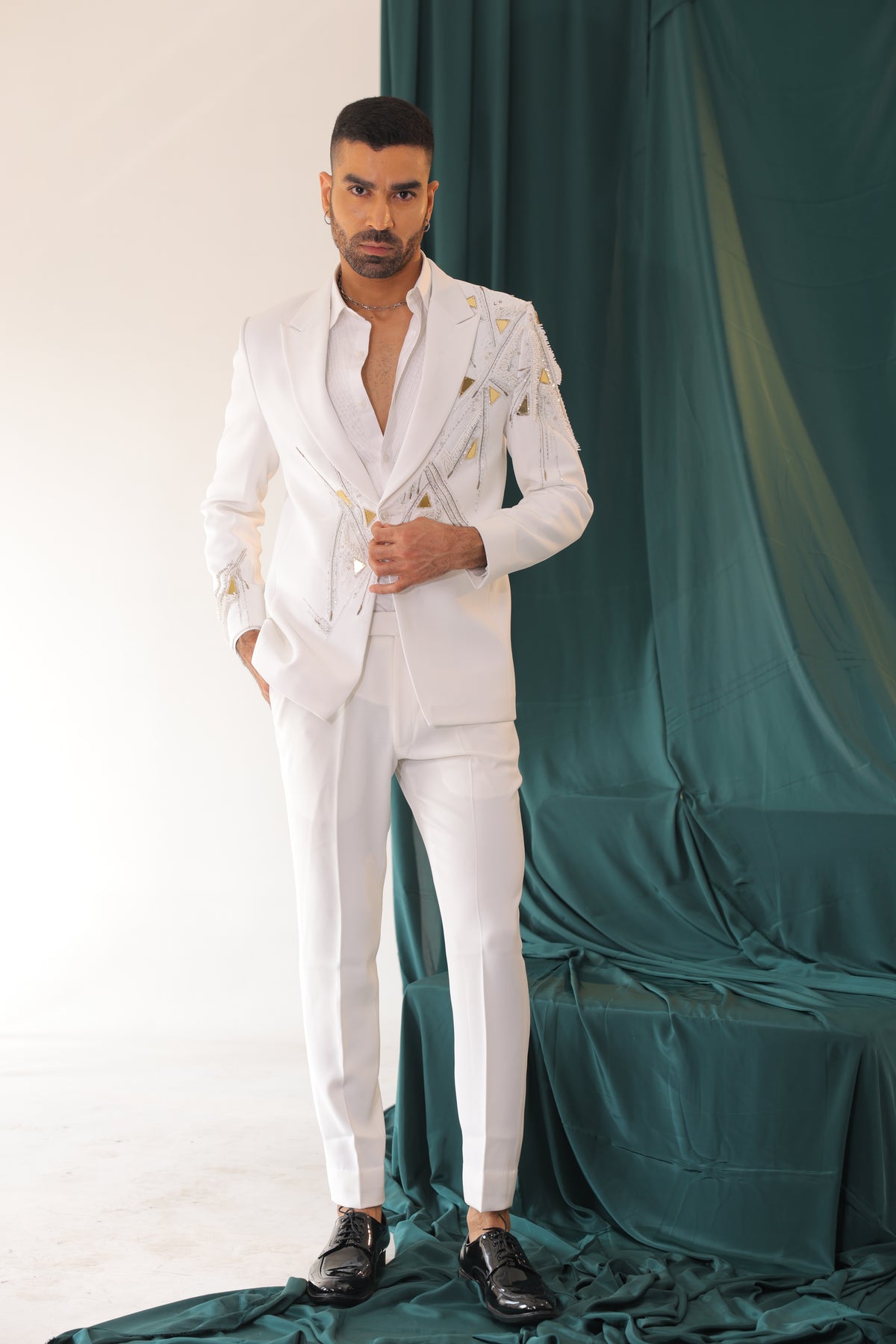 Aurelia Geometric Embellished Evening Suit
