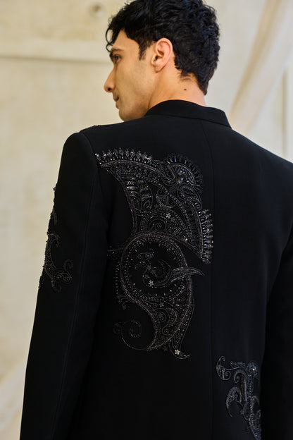 The Obsidian Shadow Embroidered Indowestern