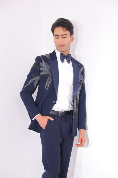 The Azure Wing Hand-Embroidered Evening Suit