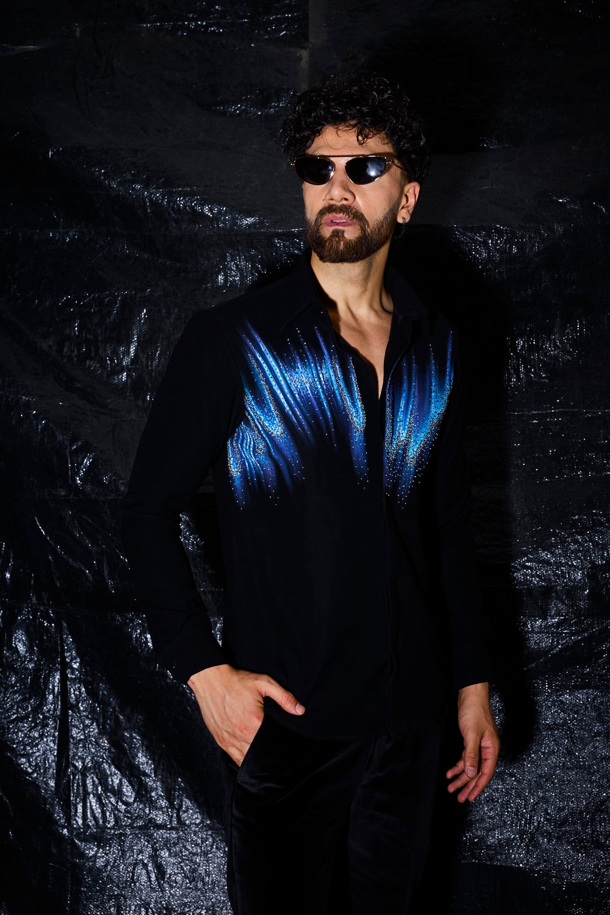 Electric Cobalt Hand-Embroidered Tuxedo