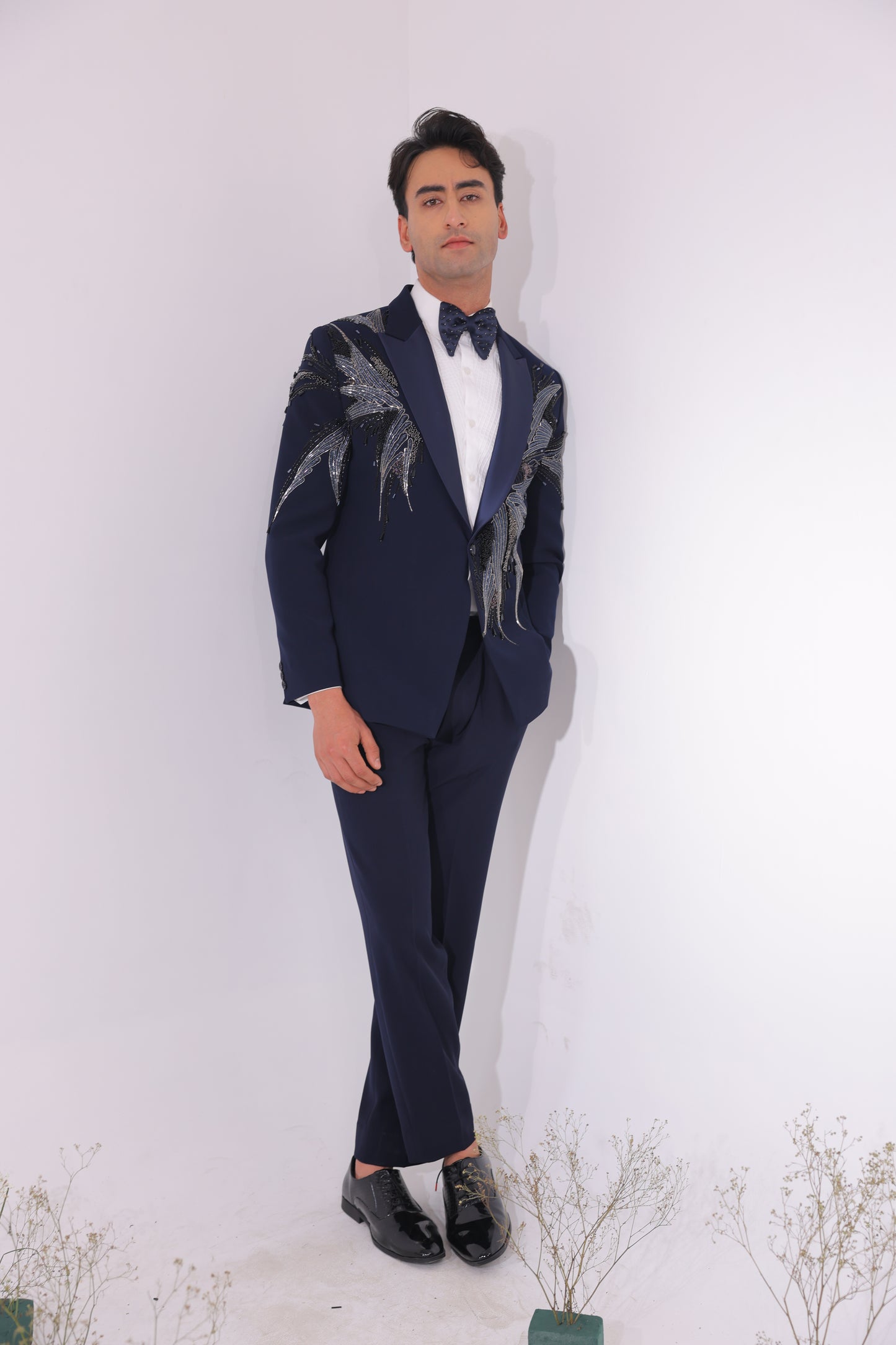 The Azure Wing Hand-Embroidered Evening Suit