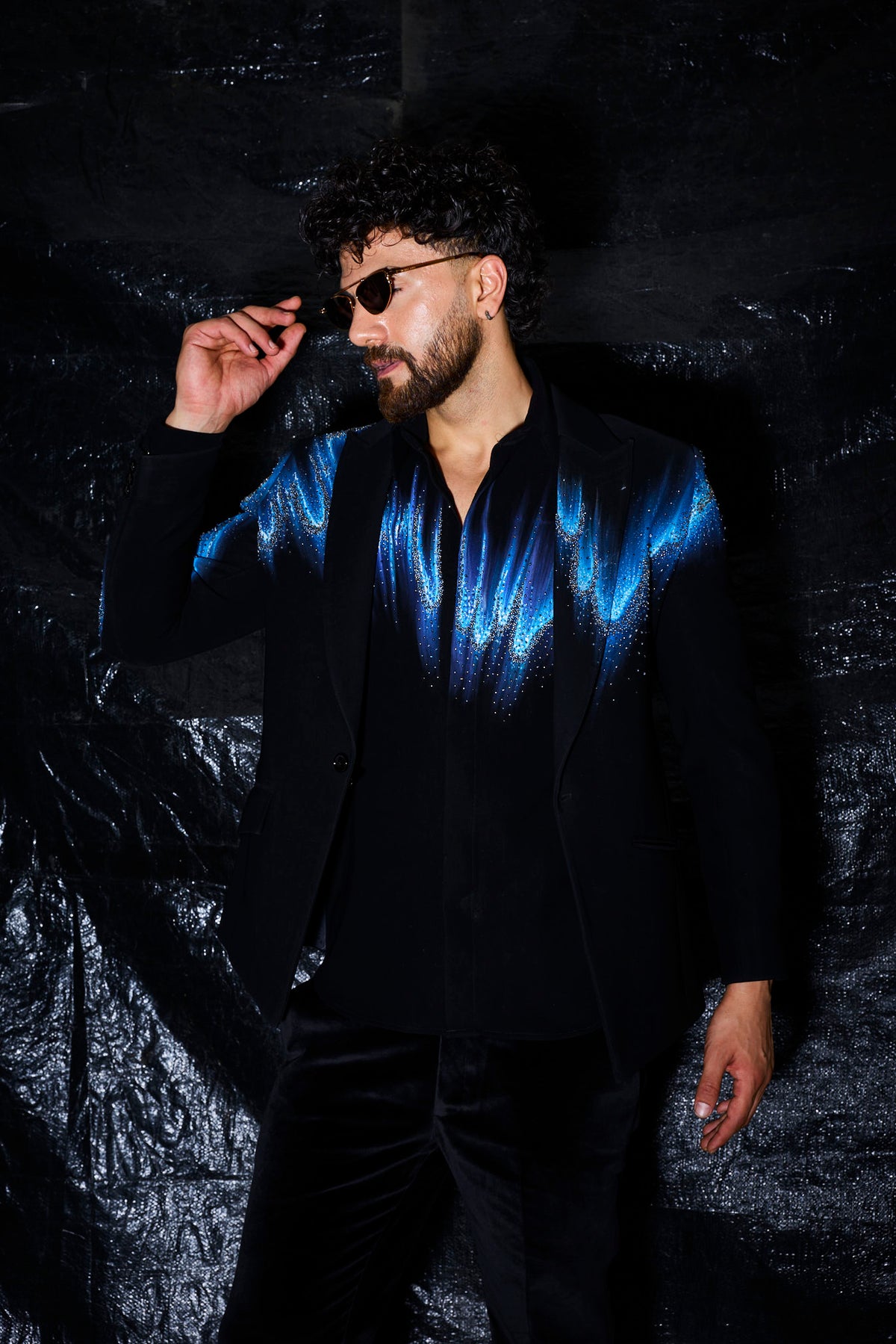 Electric Cobalt Hand-Embroidered Tuxedo