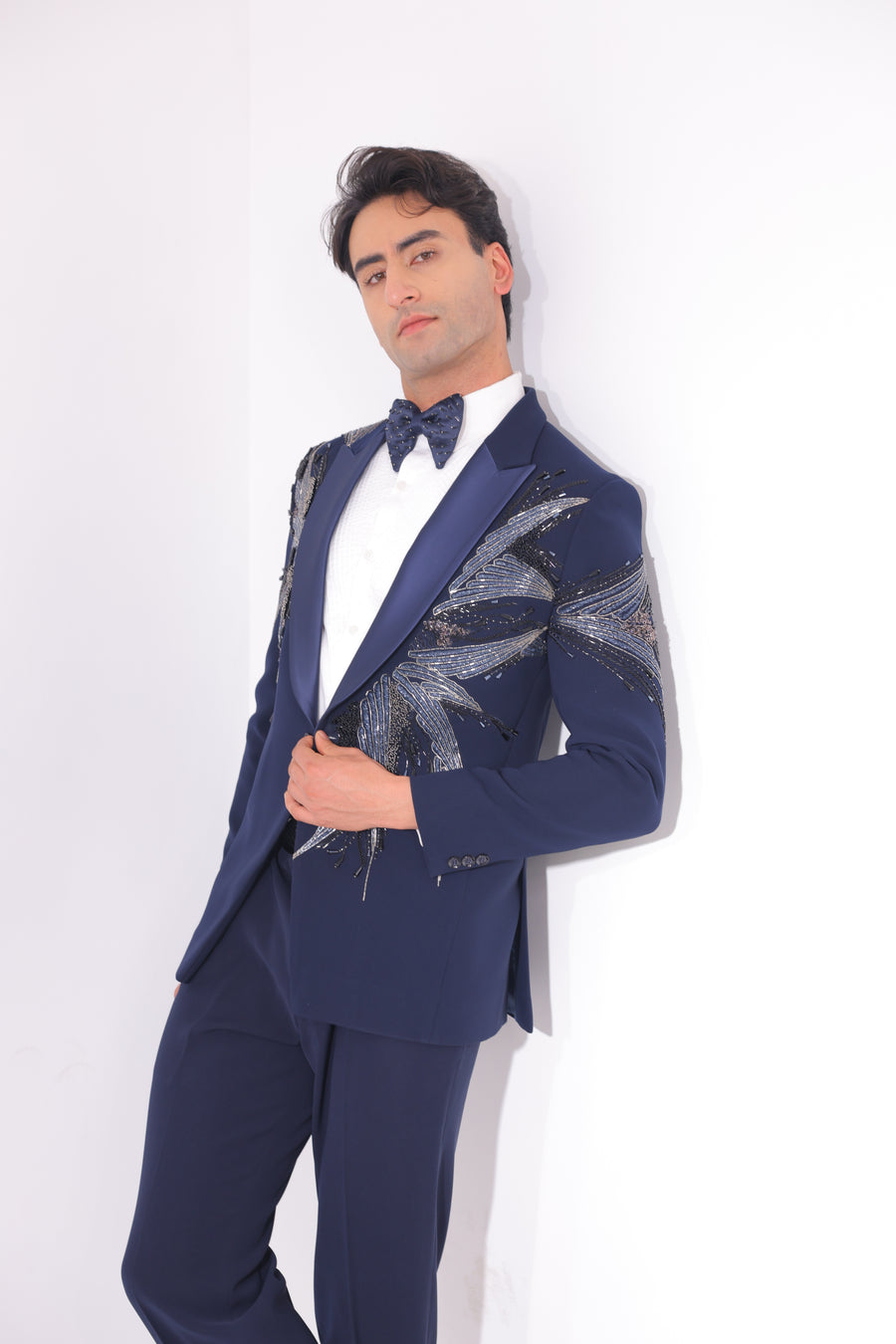 The Azure Wing Hand-Embroidered Evening Suit