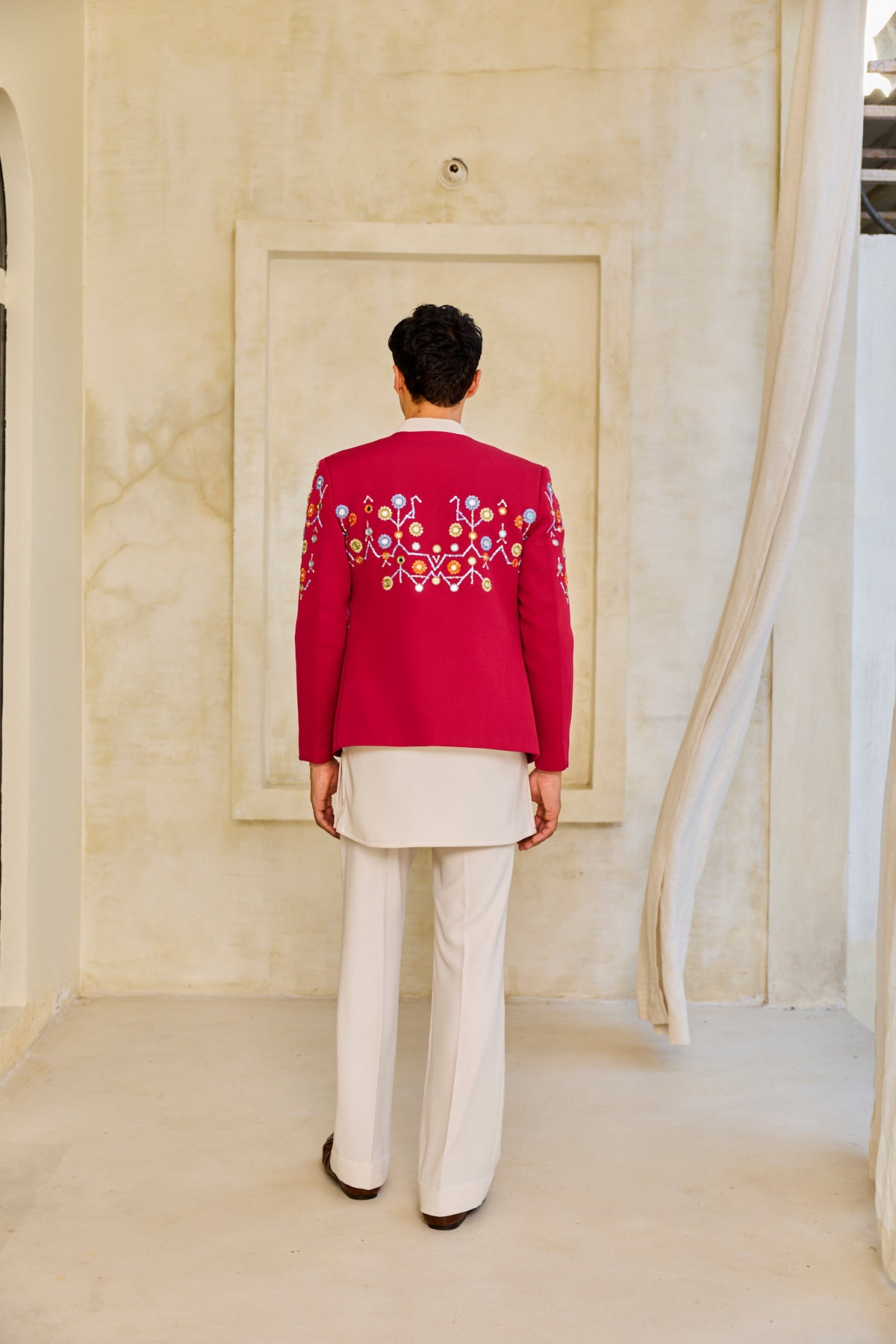 The Crimson Bloom Embroidered Indowestern set