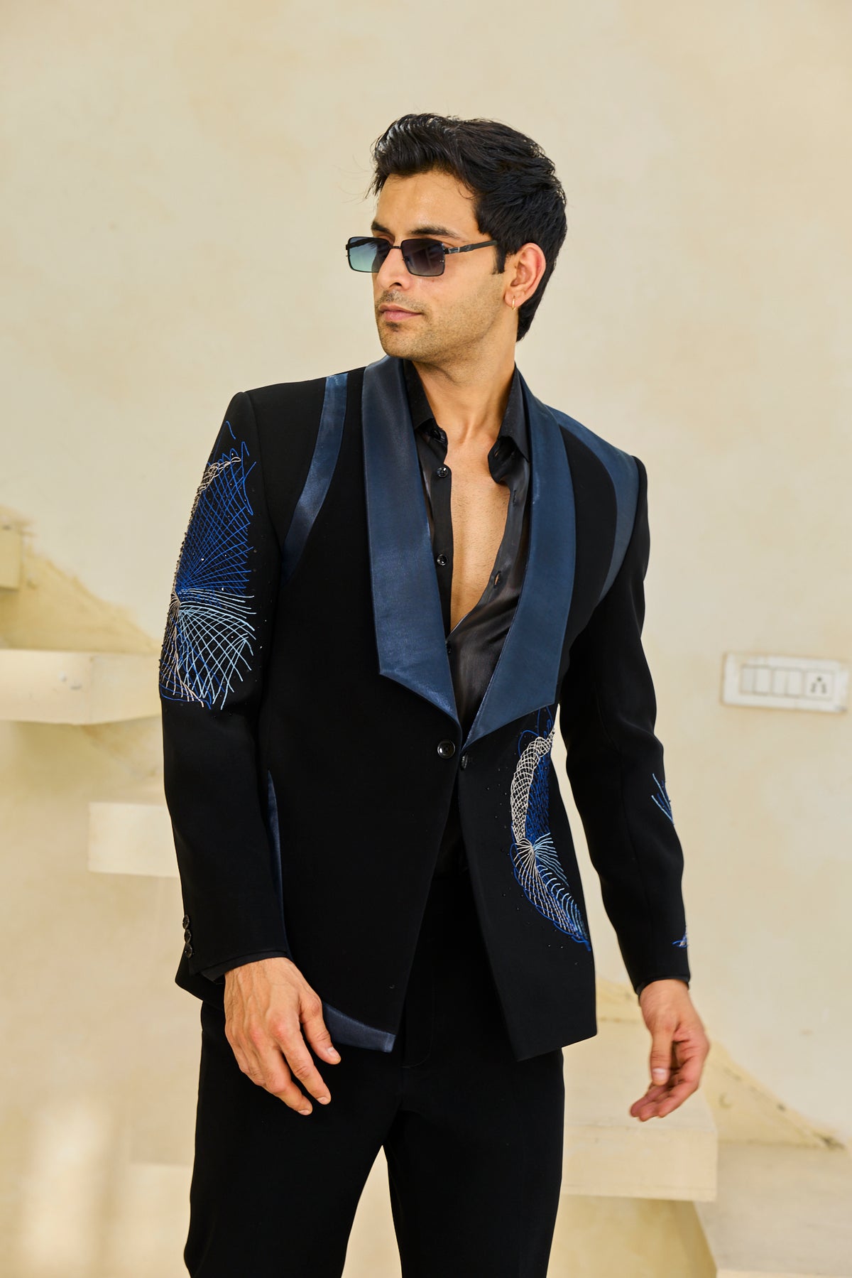 Cobalt Linea Embroidered Tuxedo Set