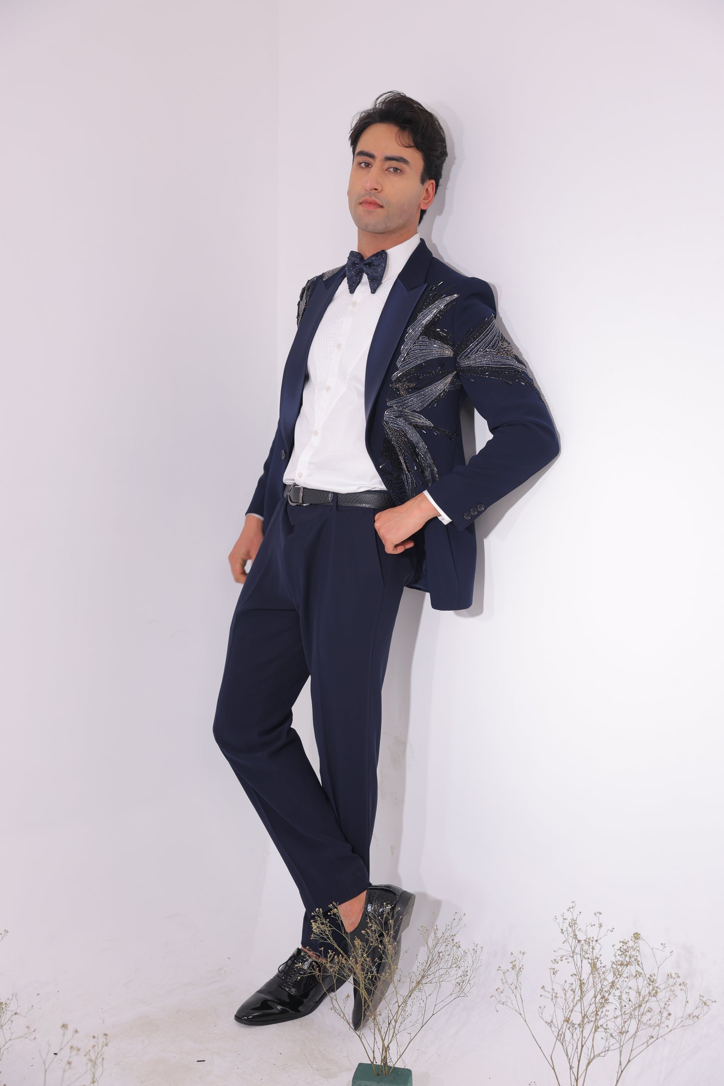 The Azure Wing Hand-Embroidered Evening Suit
