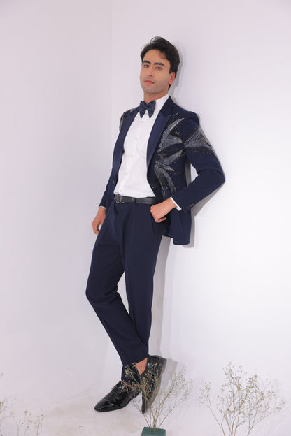 The Azure Wing Hand-Embroidered Evening Suit