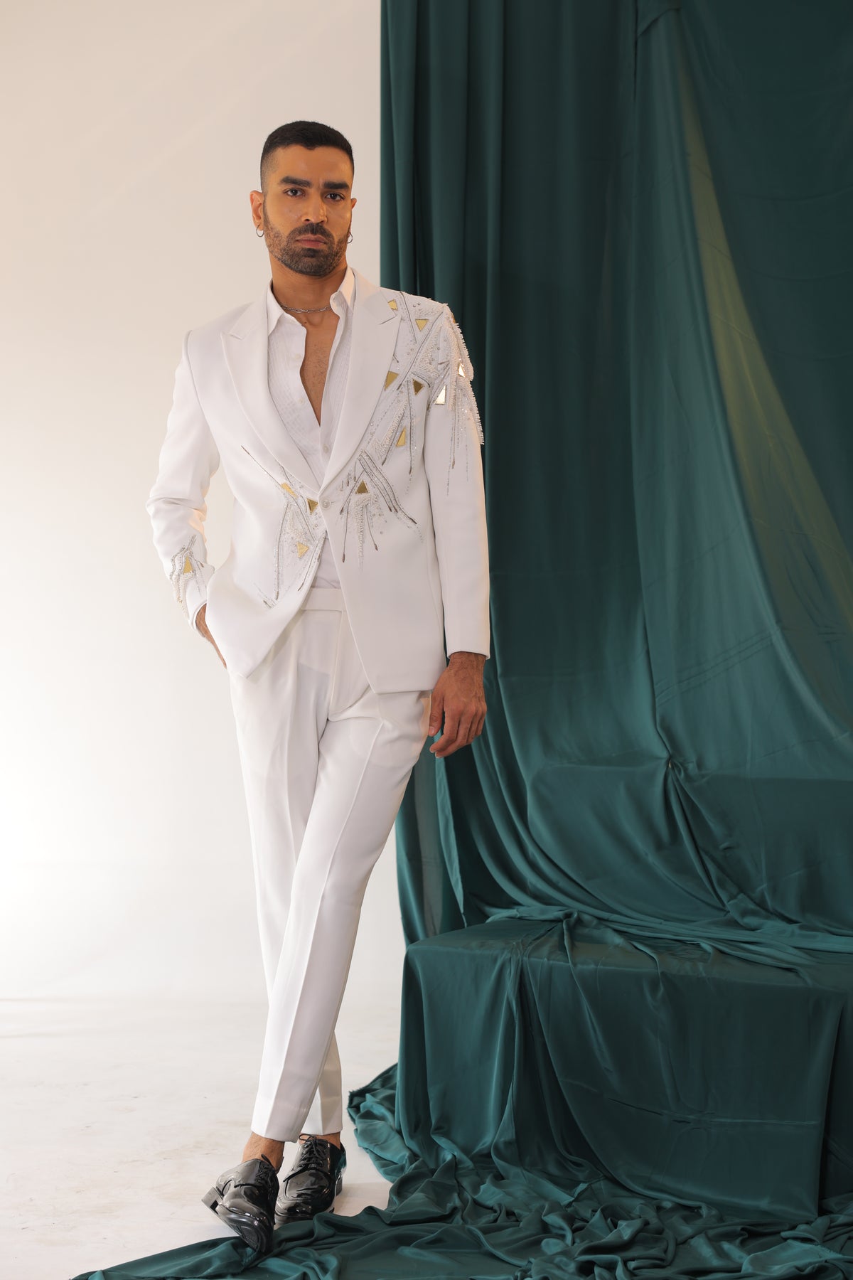 Aurelia Geometric Embellished Evening Suit