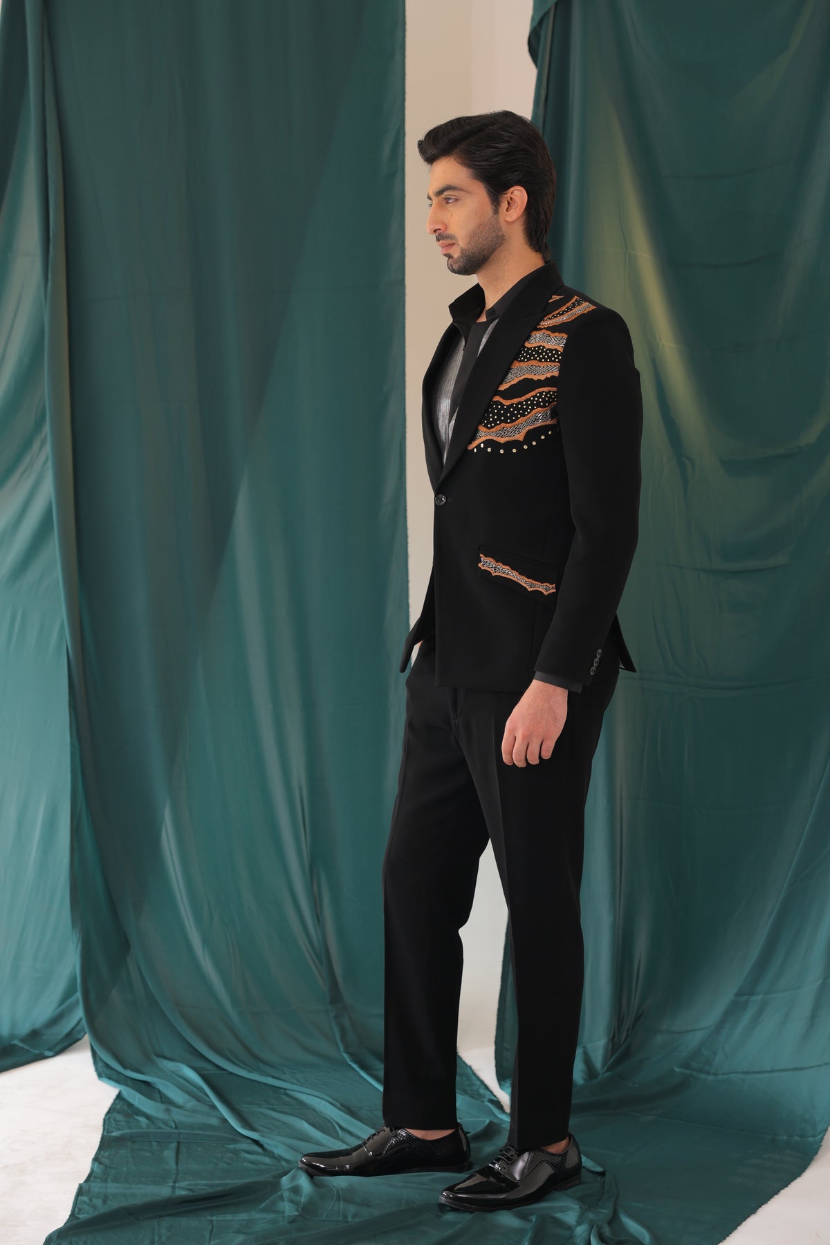 The Obsidian Dune Embellished Tuxedo Set